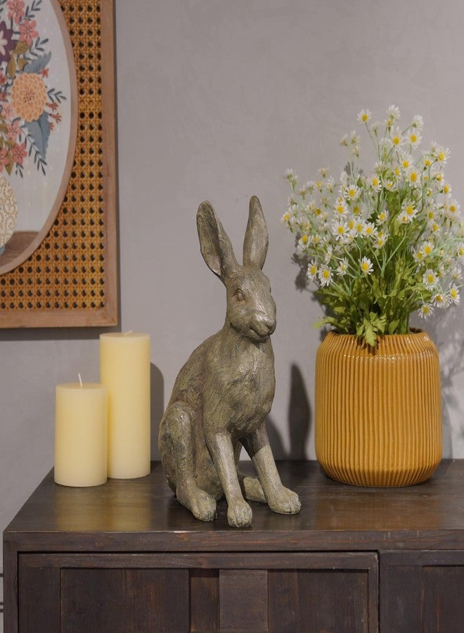 DiliComing Grey Resin Rabbit Garden Statue - 12 Inch Large Garden Statues for Home Yard Decor Garden Statues for Outside Balcony Bunny Decor for Garden Gifts - Image 3
